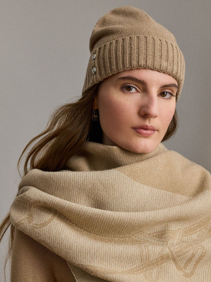 Lauren Ralph Lauren Crest Knit Hat Cappello Donna Beige