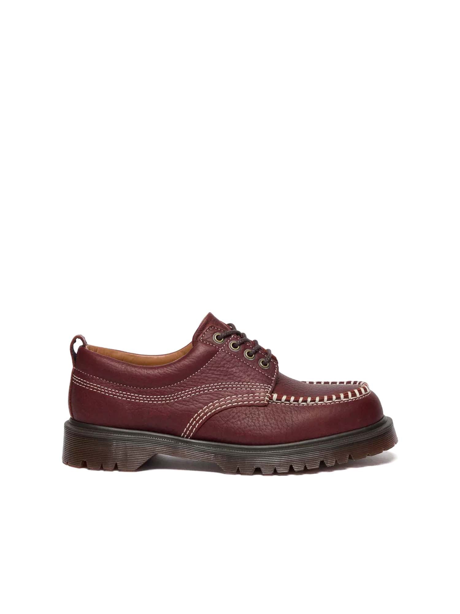 Dr. Martens Scarpe Lowell Moc Toe in pelle Wild Grain Bordeaux
