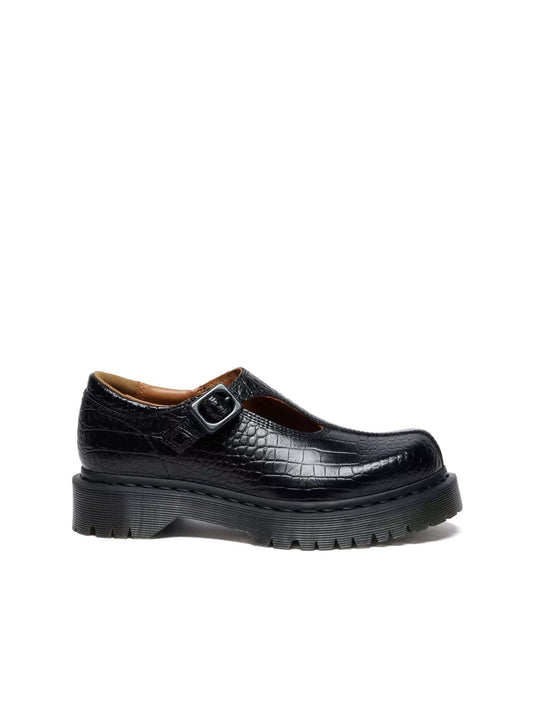 Dr. Martens Scarpe Rejena Mary Jane in pelle goffrata stile coccodrillo Nero