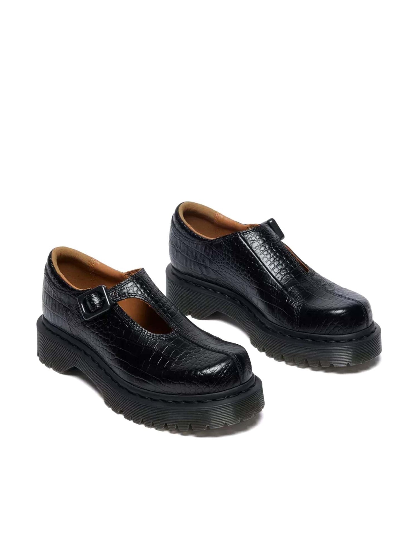 Dr. Martens Scarpe Rejena Mary Jane in pelle goffrata stile coccodrillo Nero