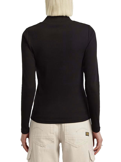 G-star A-Line Slim Rib Mock T-Shirt da donna Nero