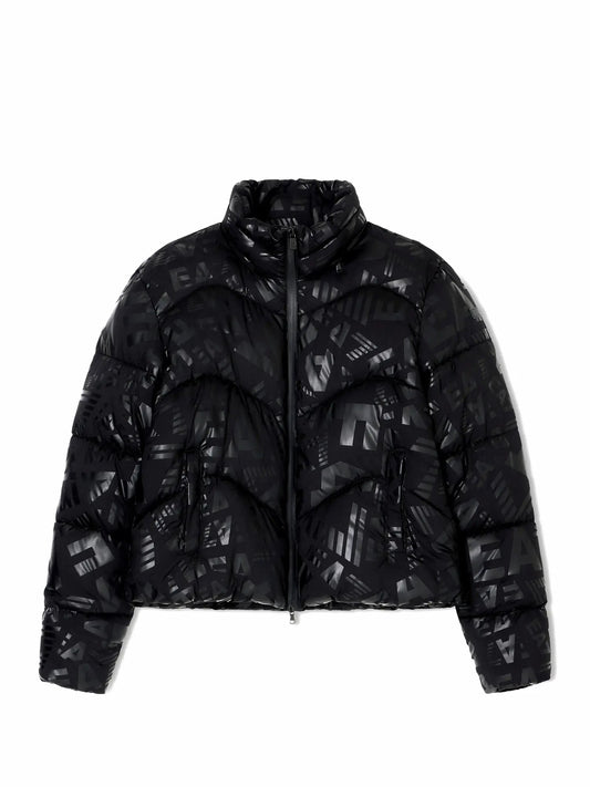 Ea7 CappottoStampa Trapuntata Donna Nero