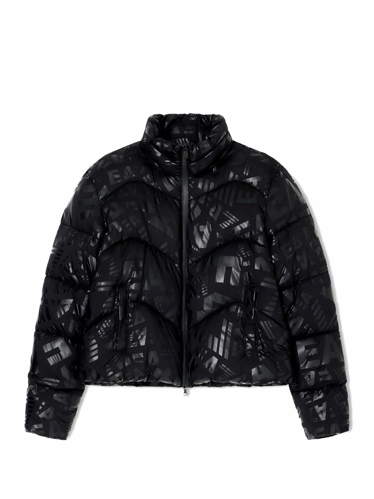 Ea7 CappottoStampa Trapuntata Donna Nero