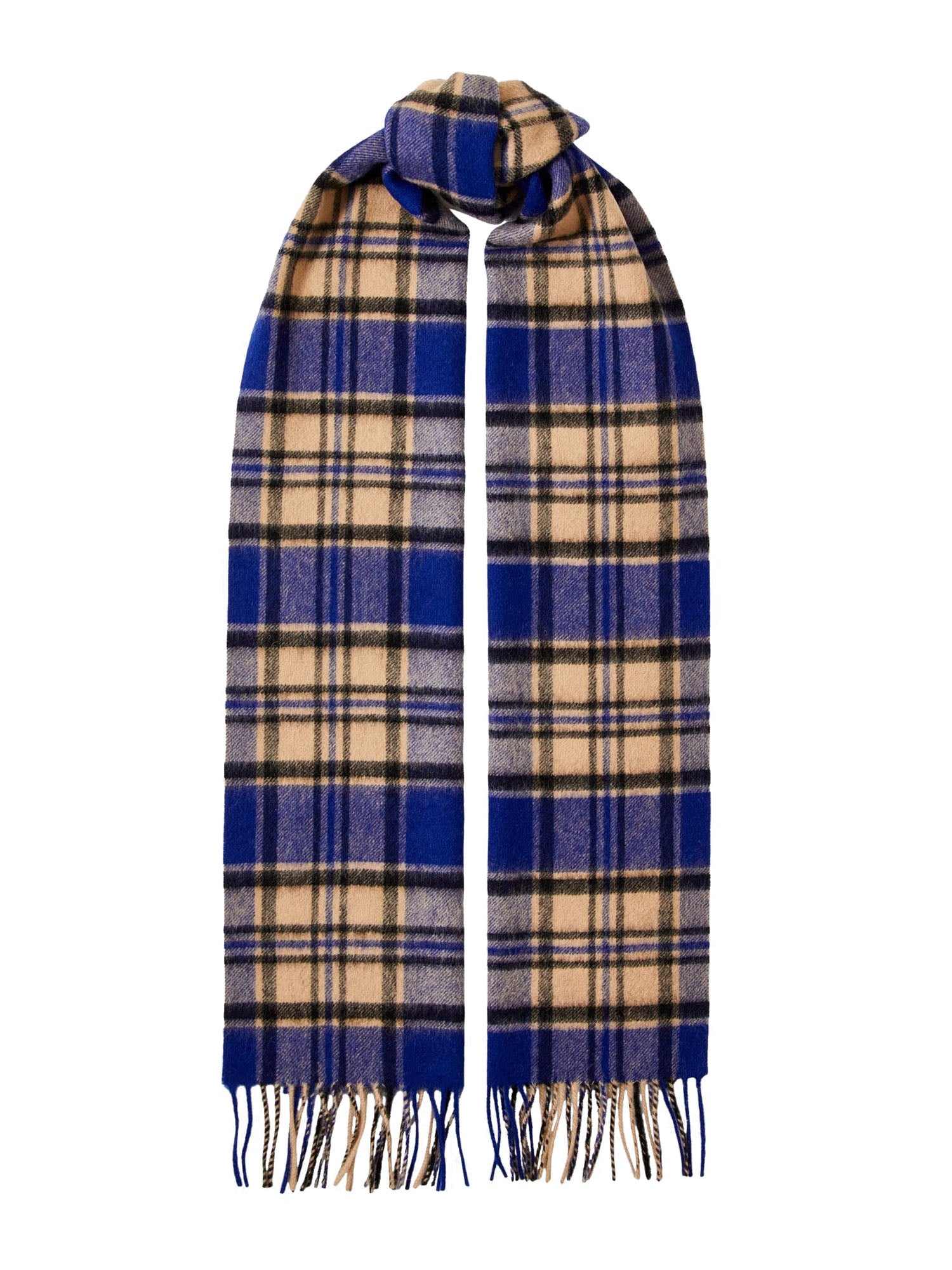 Selected Slhtope Sciarpa di Lana a Quadri Blu