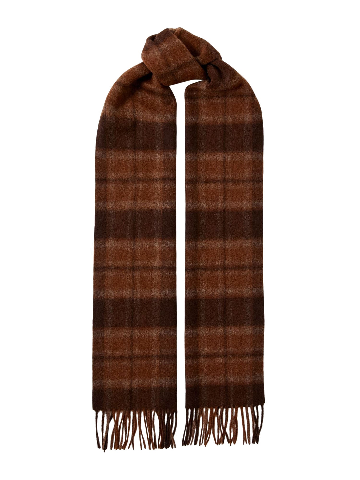 Selected Slhtope Sciarpa di Lana a Quadri Marrone