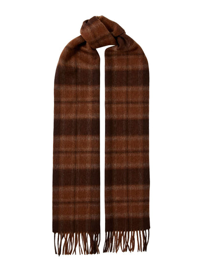 Selected Slhtope Sciarpa di Lana a Quadri Marrone