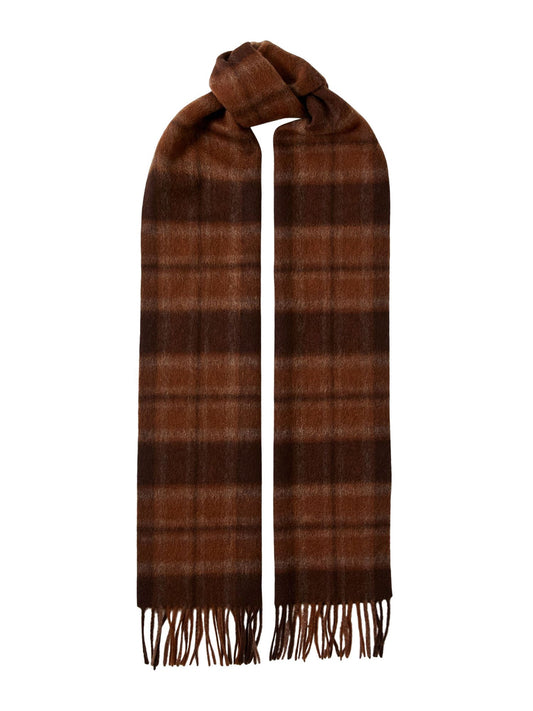 Selected Slhtope Sciarpa di Lana a Quadri Marrone