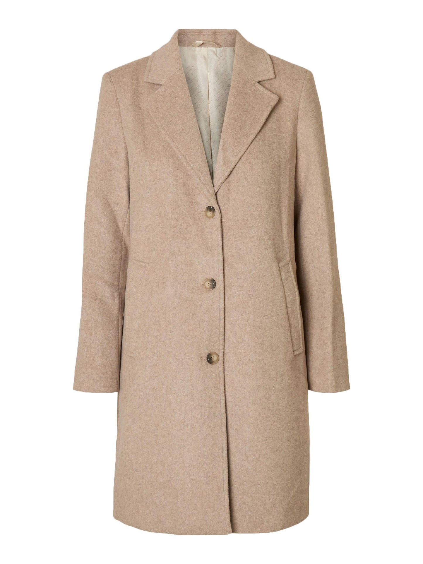 Selected Slfsasja Wool Blend Coat Beige