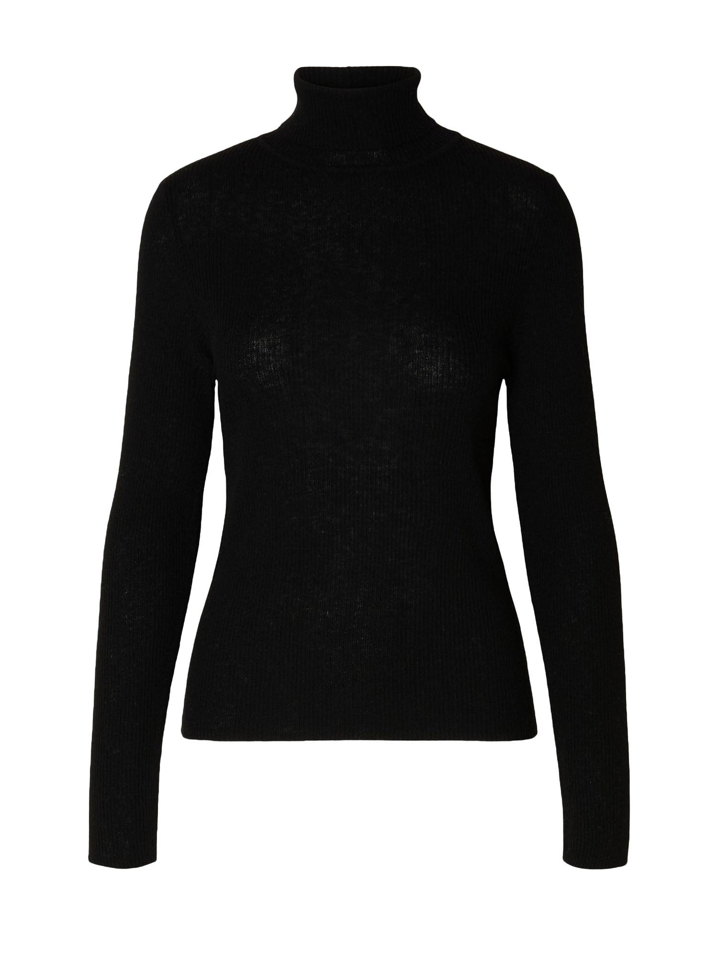 Selected Slfingrid Ls Knit Wool Blend Roll Neck Nero