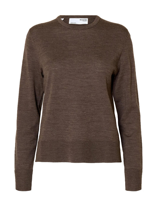 Selected Slfthea Ls Knit Merino Beige