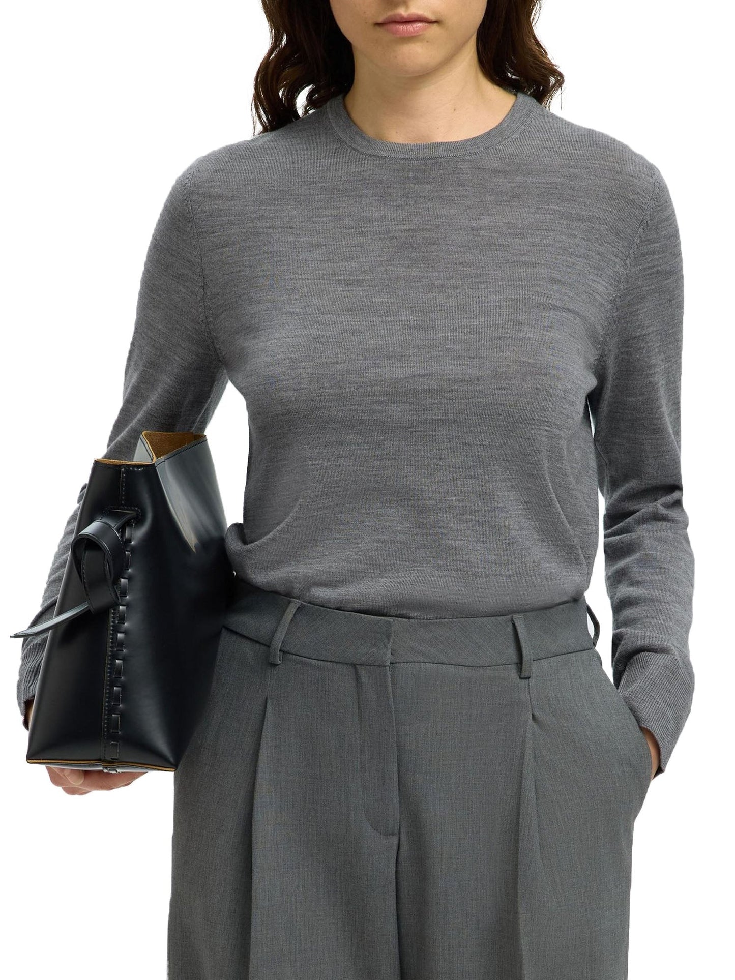 Selected Slfthea Ls Knit Merino Grigio