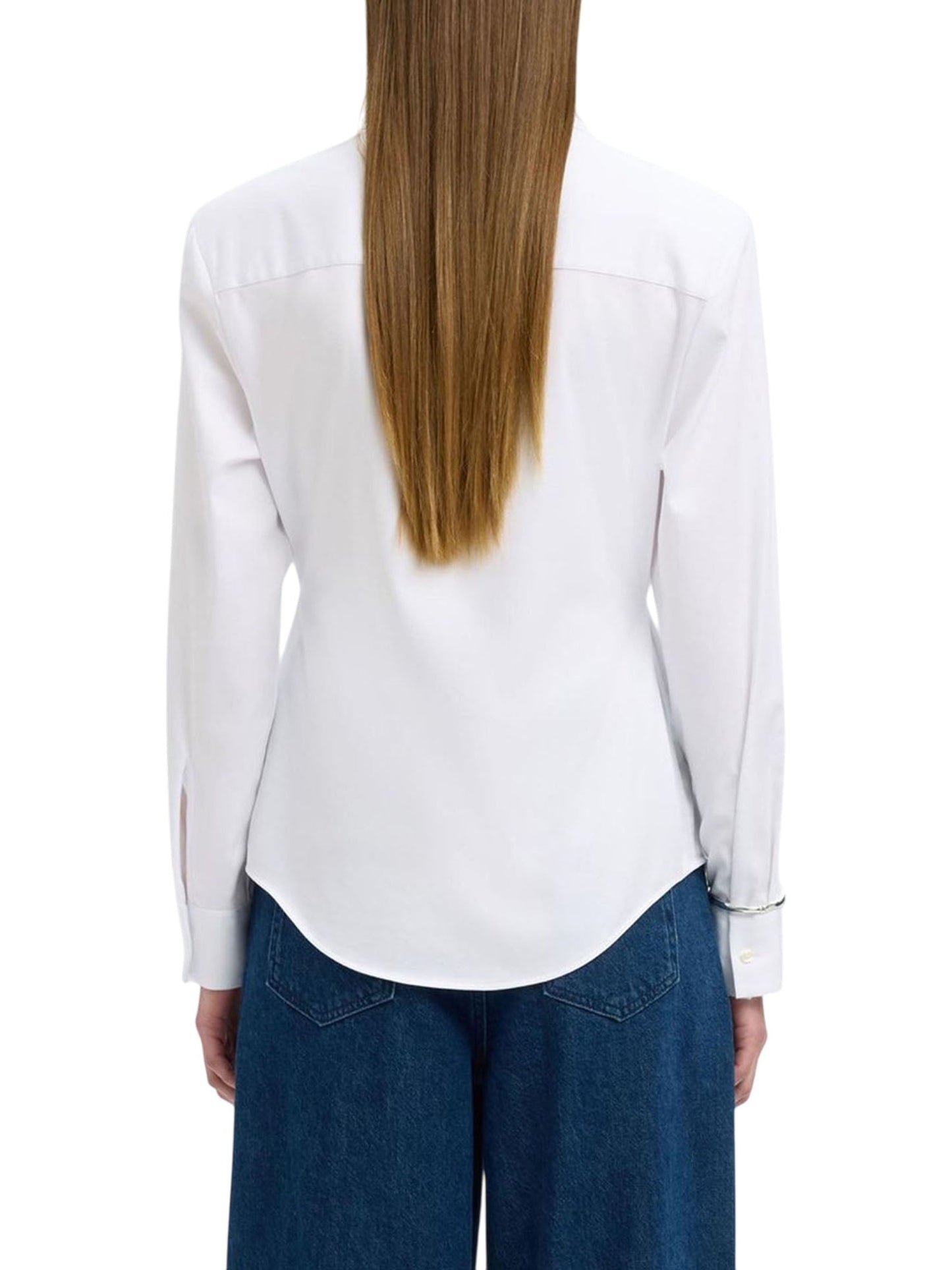 Selected Slfnicolina Slim Ls Shirt Bianco