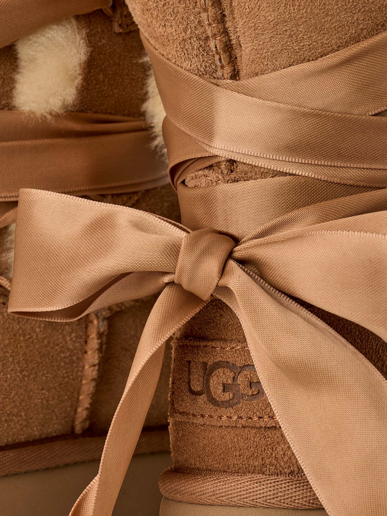 Ugg Stivali Classic Bailey Tie Leather Donna Marrone