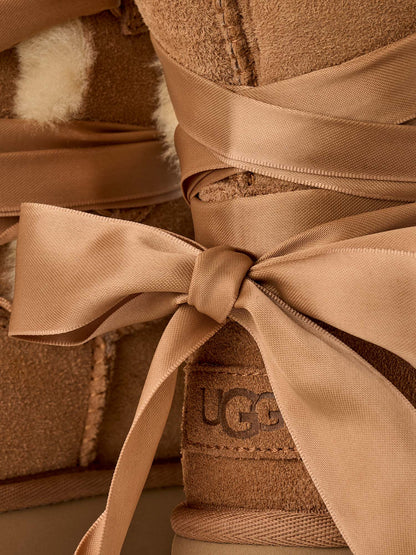 Ugg Stivali Classic Bailey Tie Leather Donna Marrone