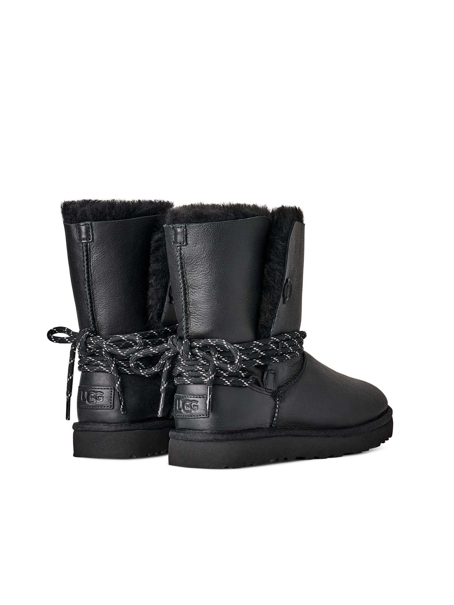 Ugg Stivali Classic Bailey Tie Leather Donna Nero