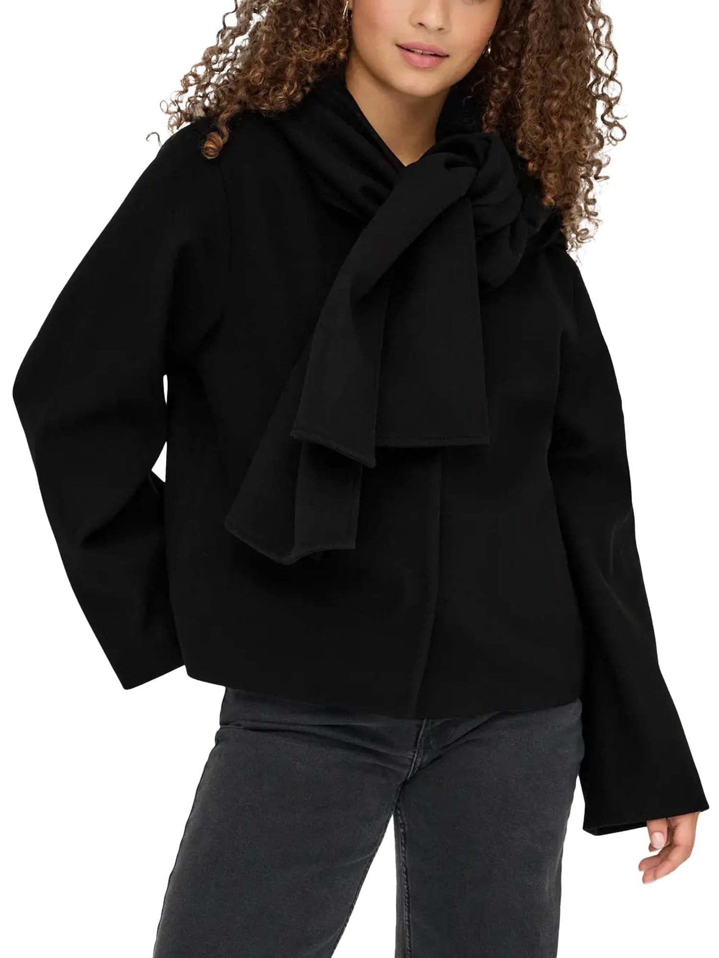 Only Cappotto Elba Life Scarf Jacket Nero