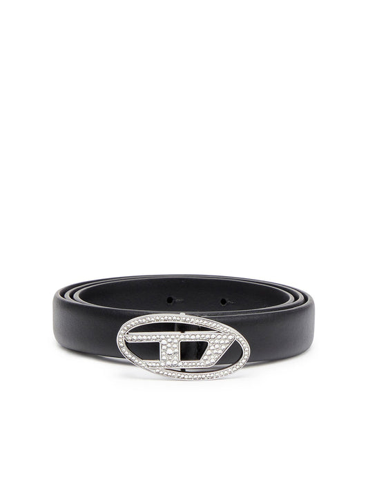 Diesel Oval D Logo B-1Dr Strass 20 Belt Nero