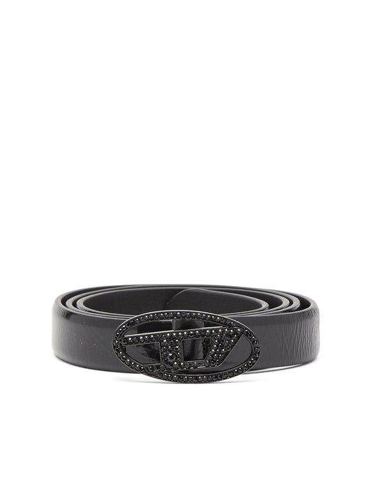 Diesel Oval D Logo B-1Dr Strass 20 Belt Nero