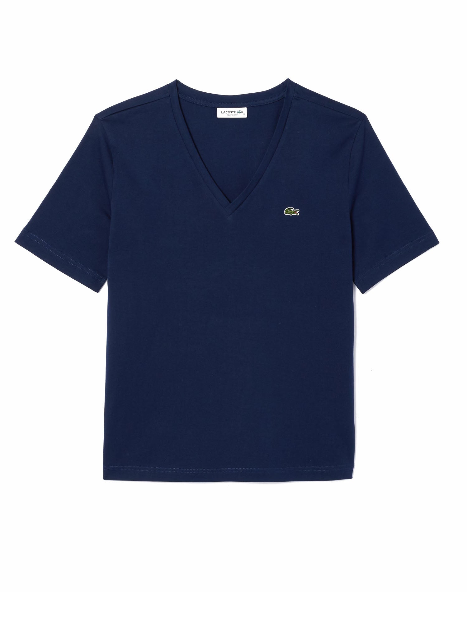 Lacoste T-shirt con scollo a V in morbido cotone Blu