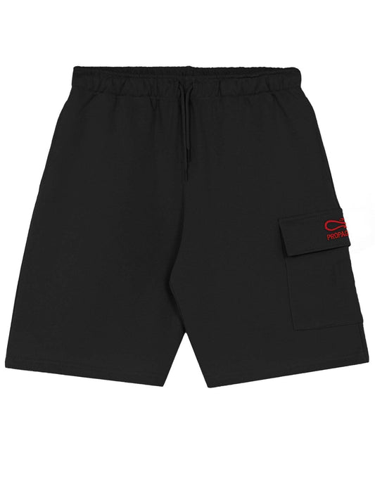 Propaganda Logo Embroidery Cargo Sweatshort Nero