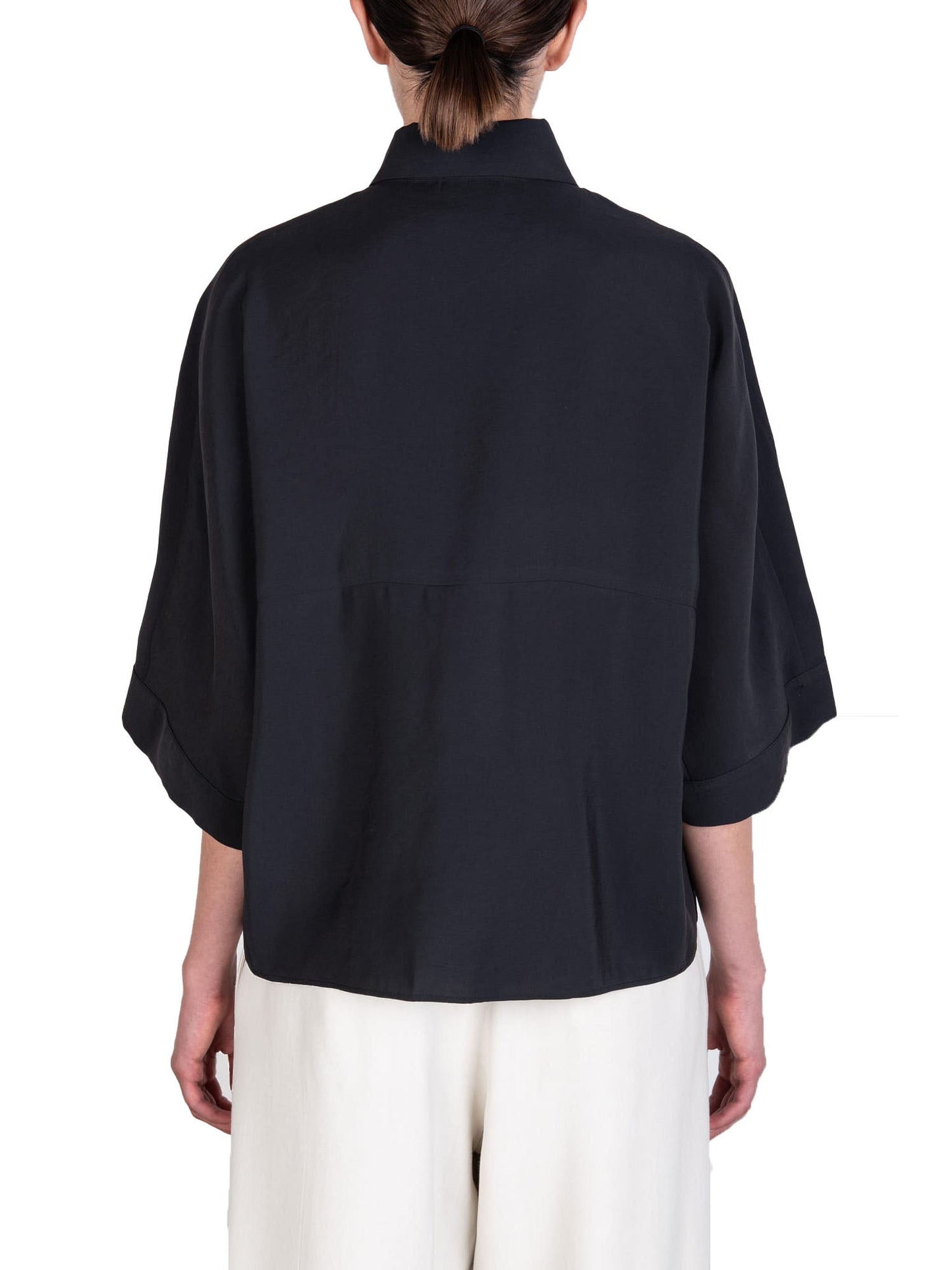 Alysi Camicia Peach Touch con manica 3/4 Nero