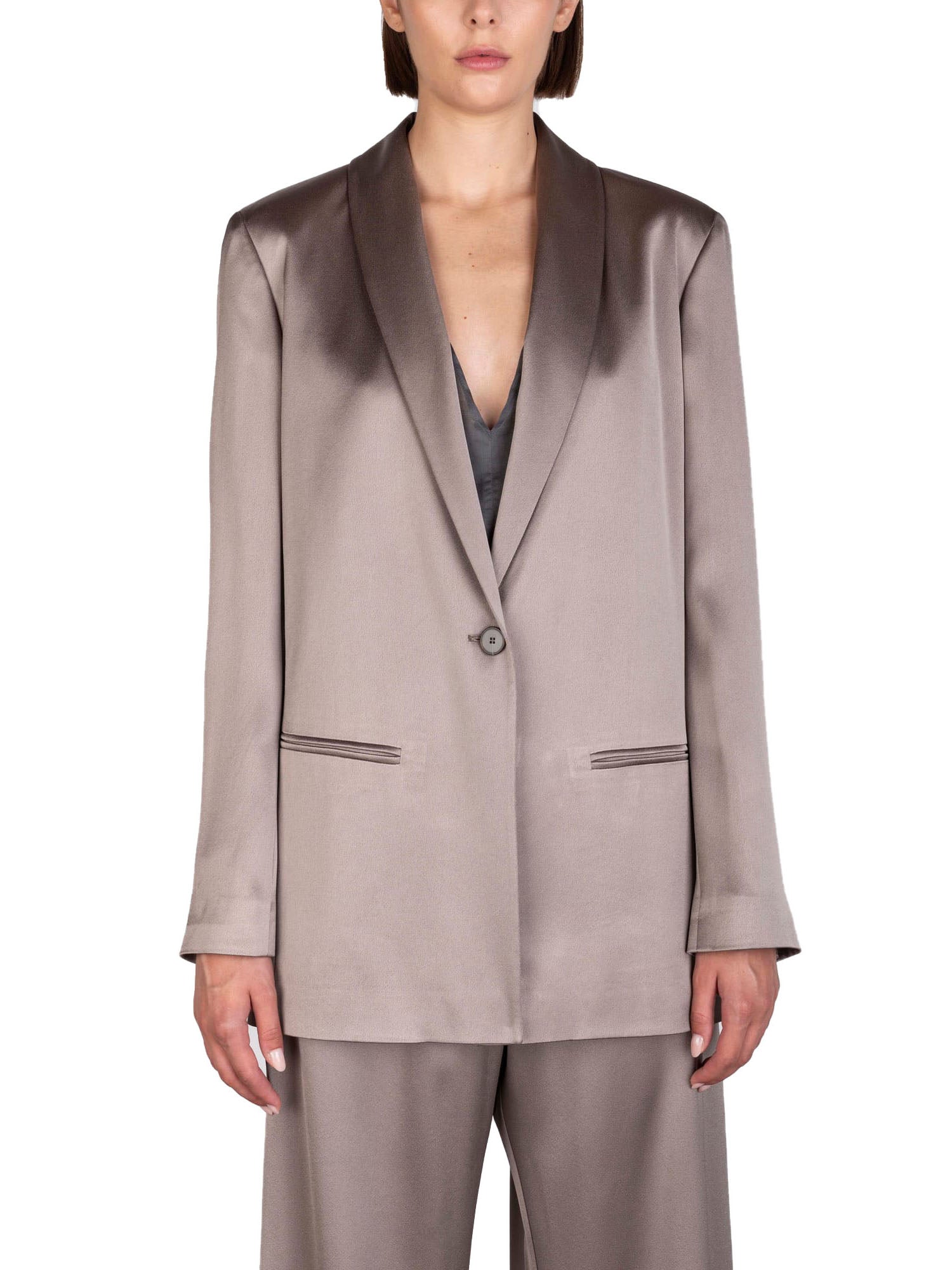 Alysi Blazer Scivola in Liquid Satin Marrone