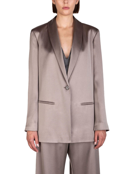 Alysi Blazer Scivola in Liquid Satin Marrone