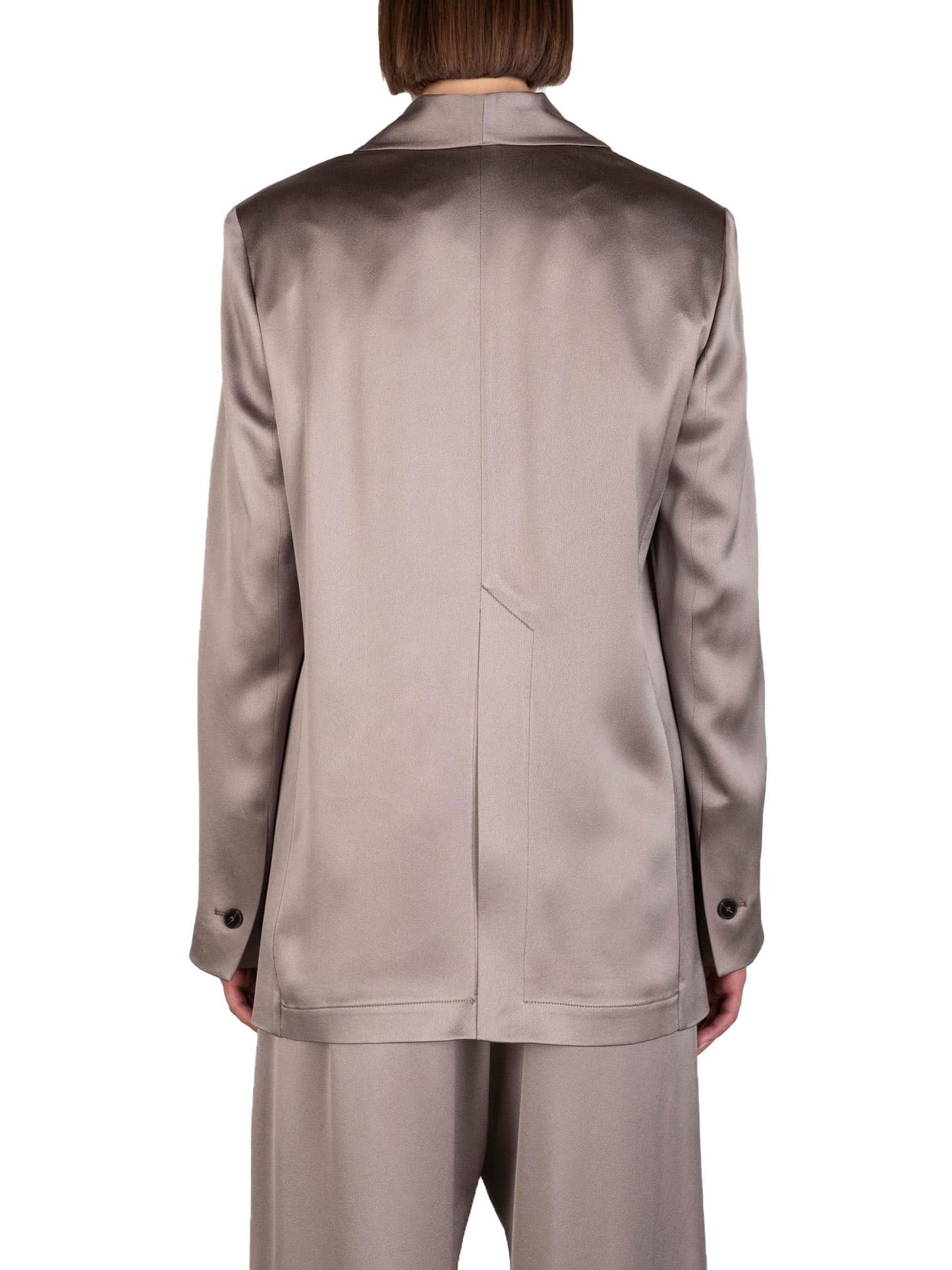 Alysi Blazer Scivola in Liquid Satin Marrone