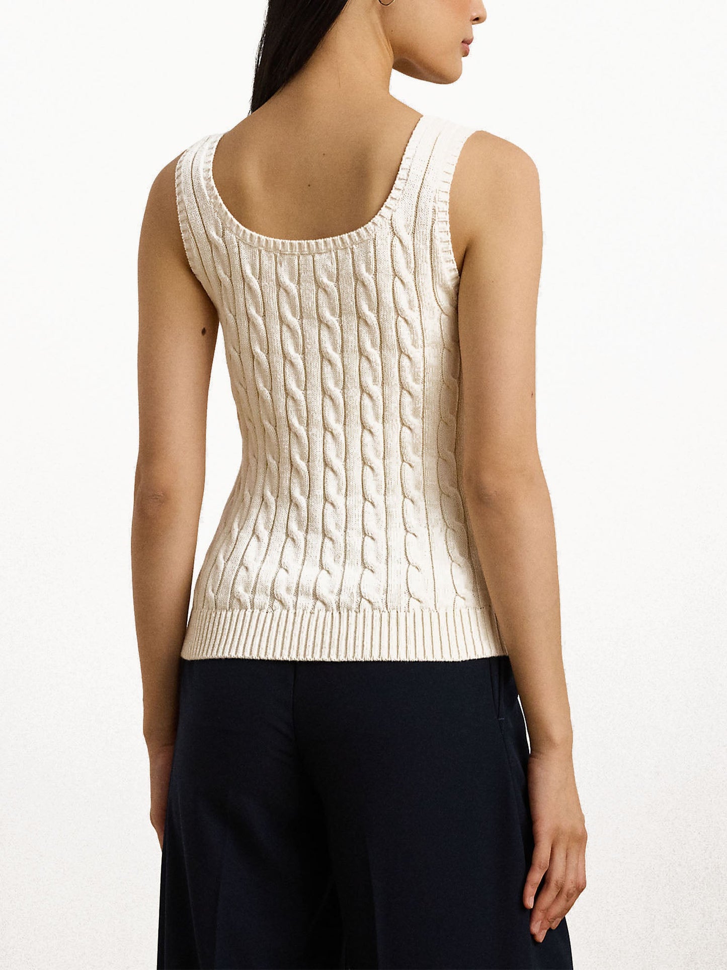 Lauren Ralph Lauren Malgione Cable Sleevlees Bianco