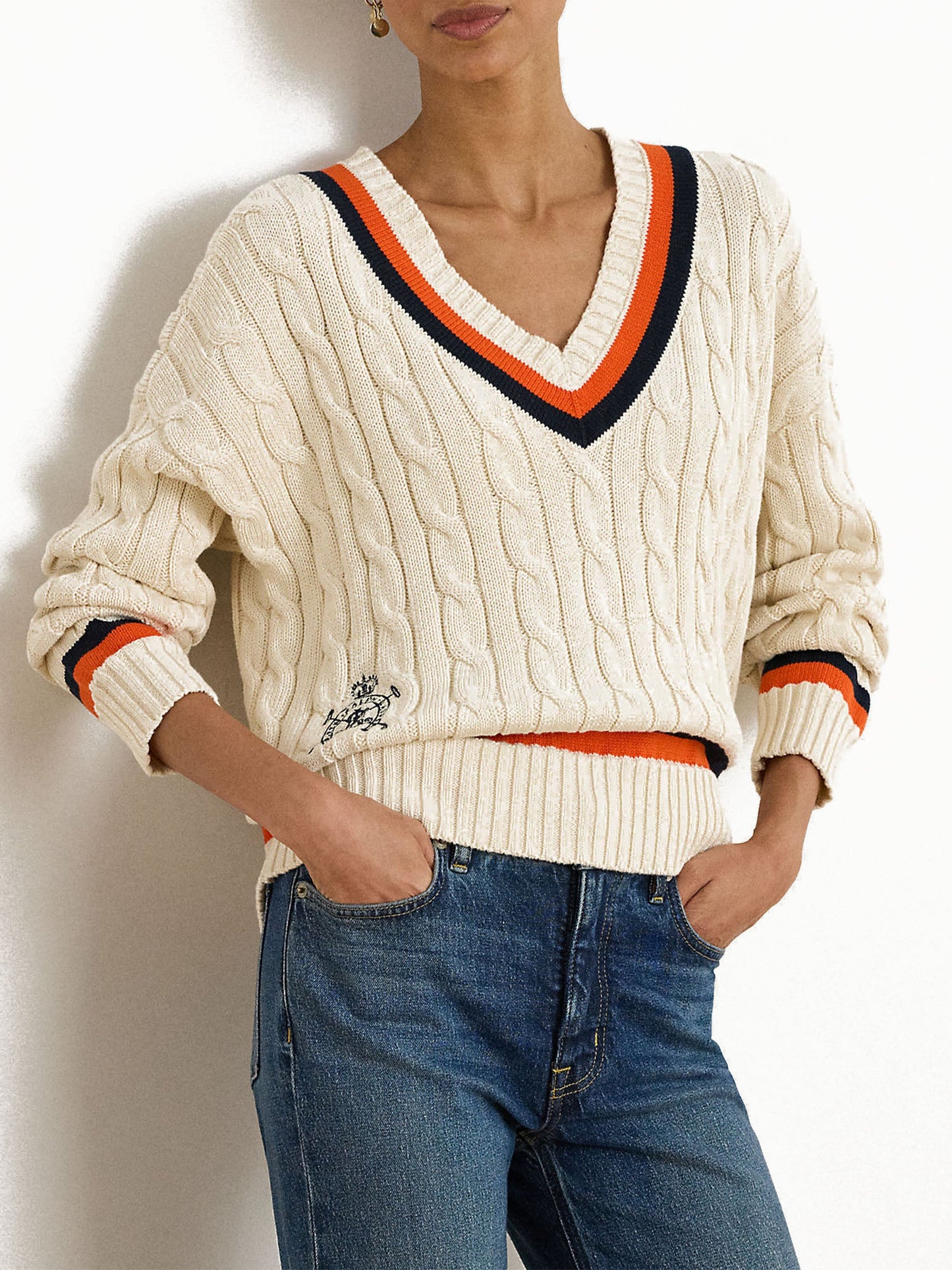 Lauren Ralph Lauren Maglione cricket in cotone Bianco