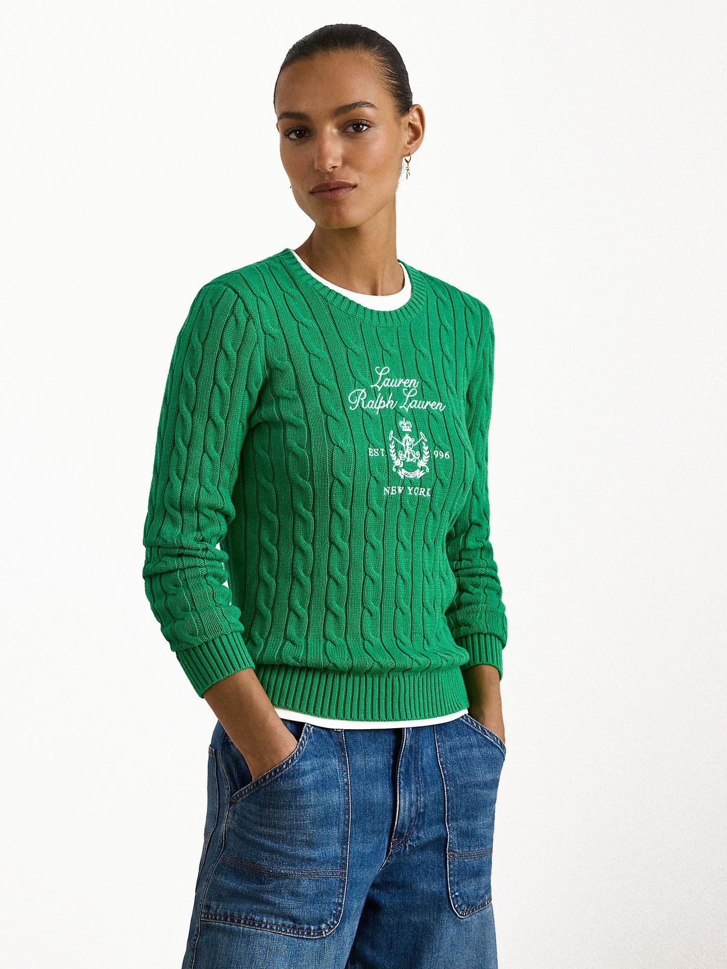 Lauren Ralph Lauren Maglione lavorato a trecce Verde