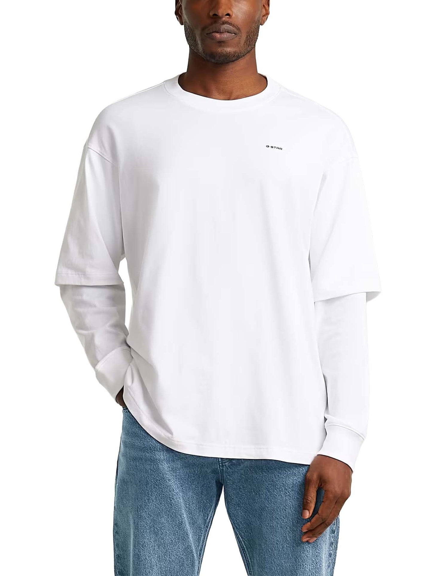 G-star T-Shirt Double Sleeve Loose Bianco