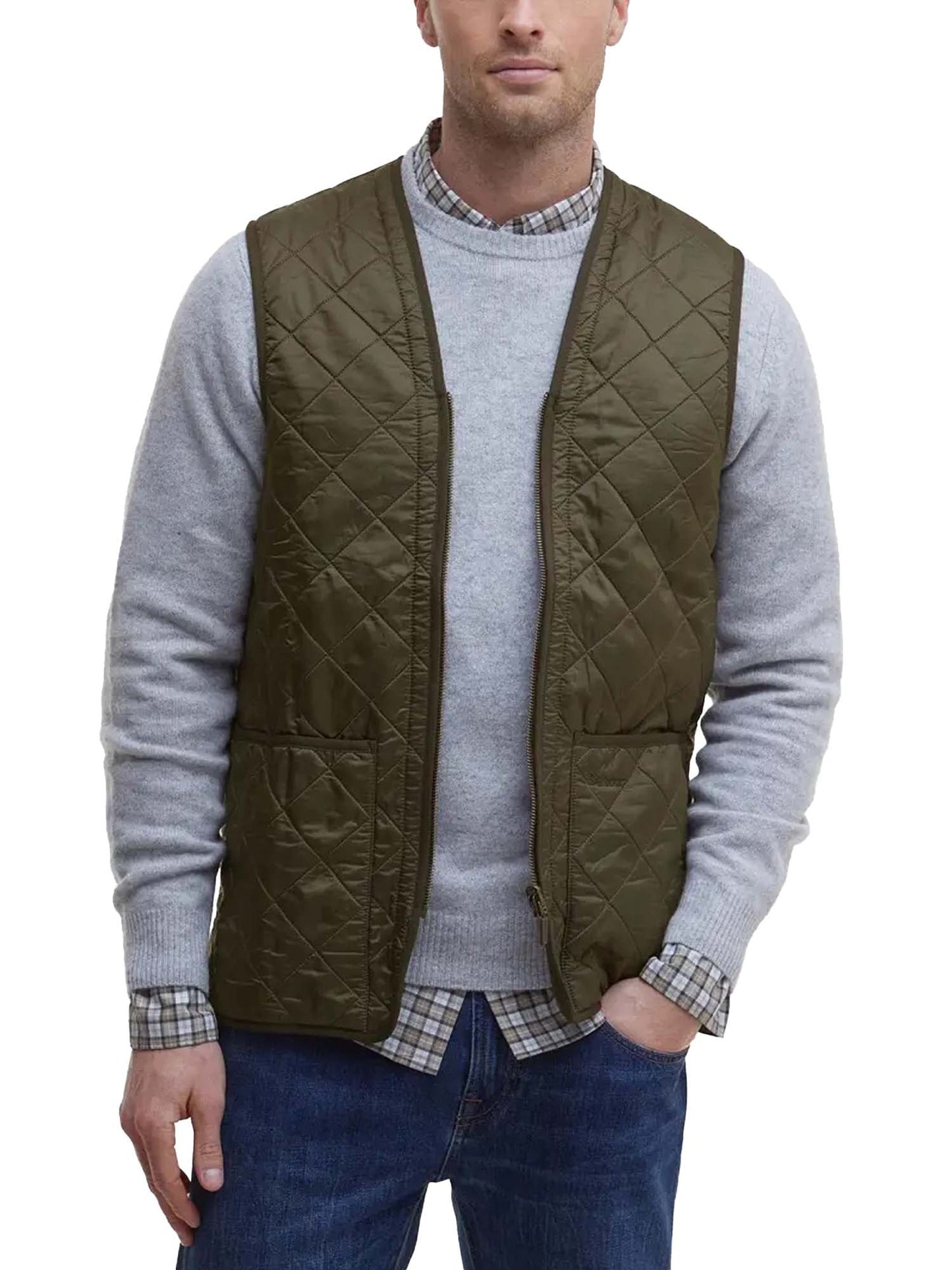 Barbour Gilet trapuntato/fodera con zip Polarquilt Verde