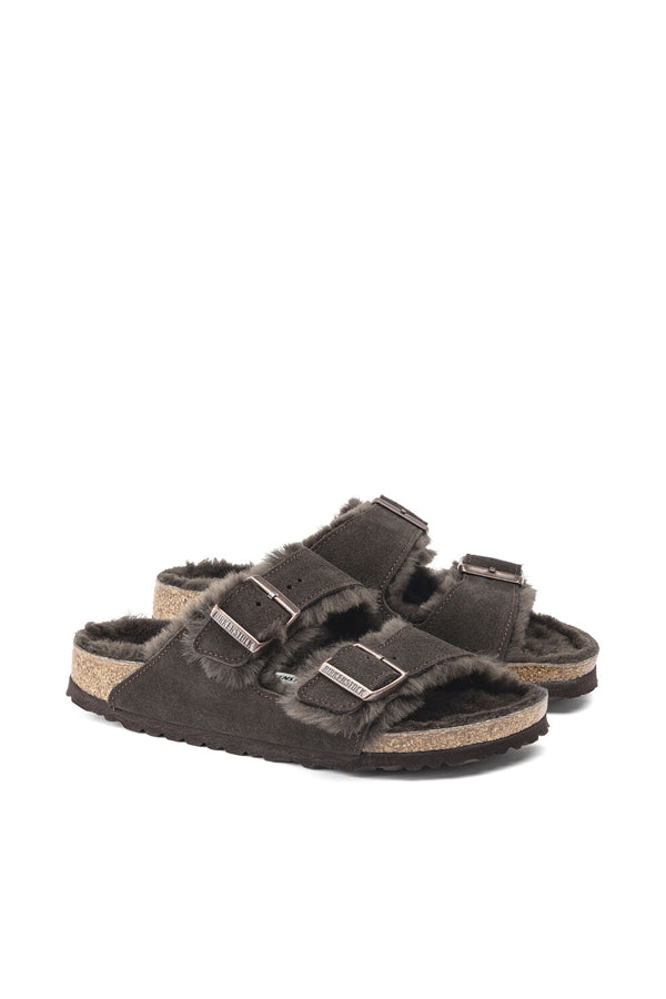 Birkenstock Arizona Pelliccia di Agnello Marrone
