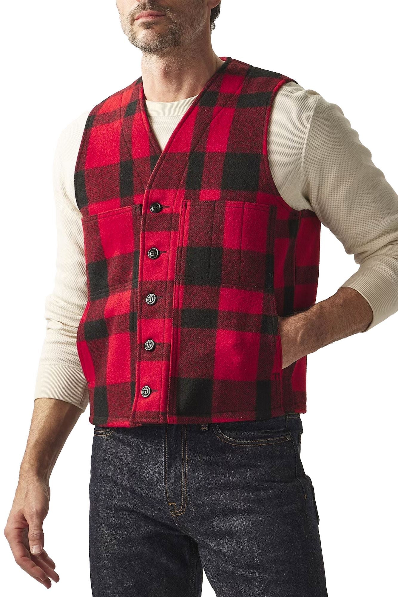 Filson Gilet Mackinaw Wool Rosso