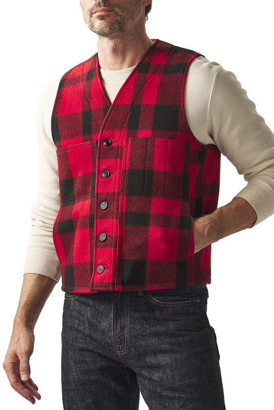 Filson Gilet Mackinaw Wool Rosso