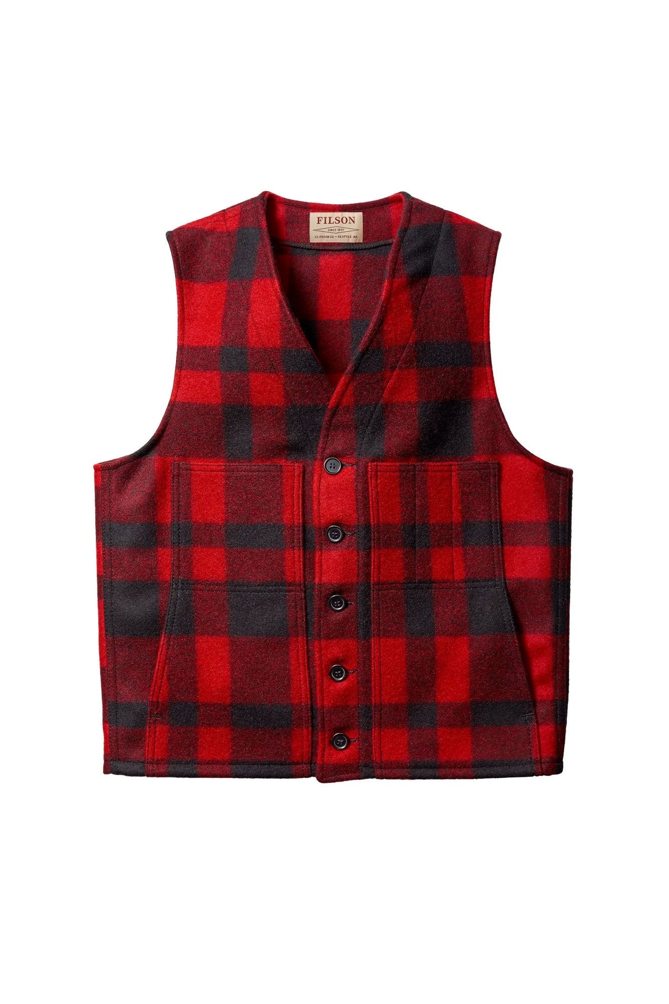 Filson Gilet Mackinaw Wool Rosso